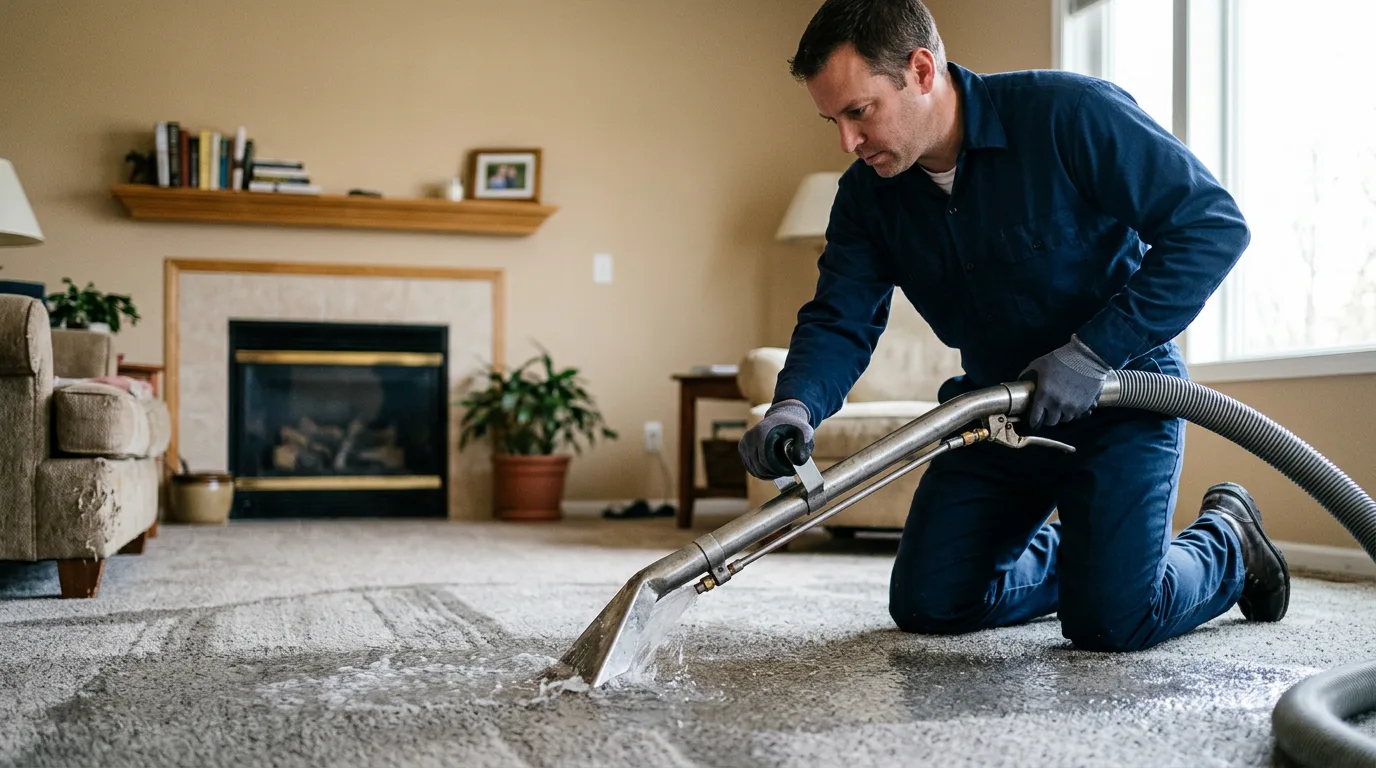 Water damage restoration technician working near Windham, CT